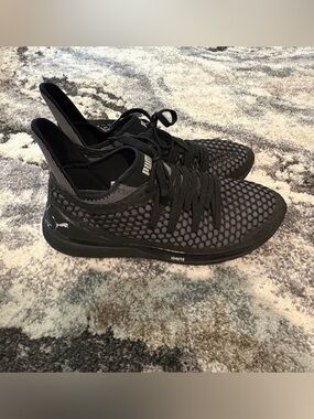 PUMA IGNITE Men’s Size 12 Black Gray Mesh Running Athletic Shoes
